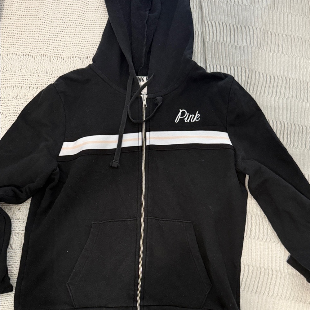 Victoria's Secret PINK Black Hoodie with White Accents